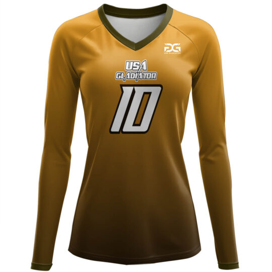 V-Neck Long Sleeve Jersey Gold