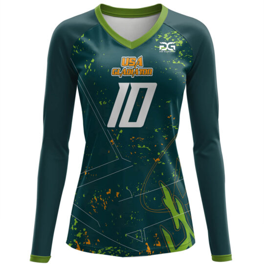 V-Neck Long Sleeve Jersey Green